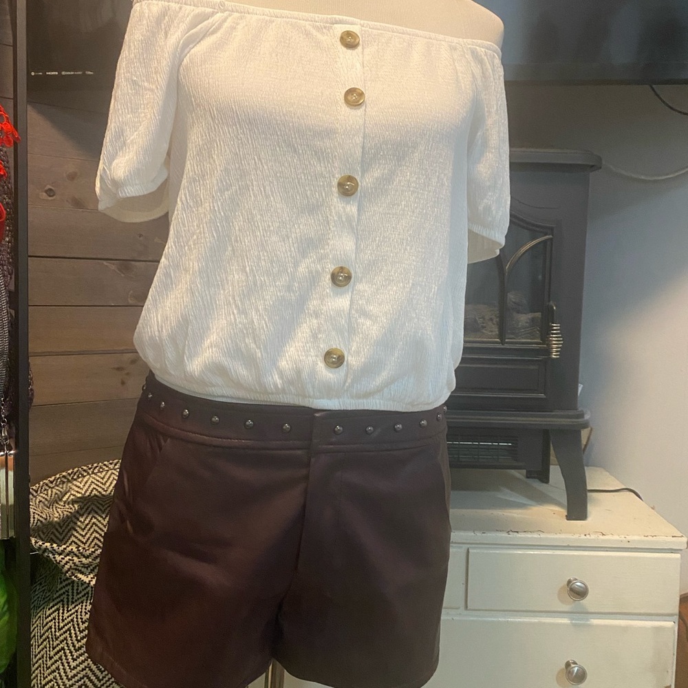 New w/o tags maroon leather shorts and crop top.